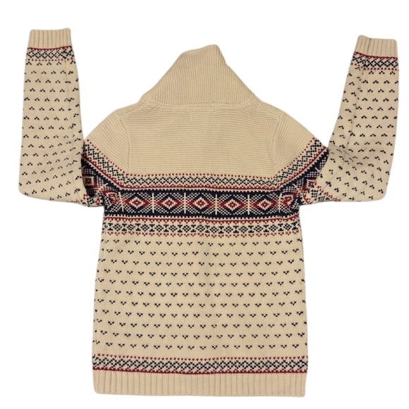 Rorie Whelan Boys 7-8 Cardigan Sweater Fair Isle Shawl Collar Knit Cotton - Picture 6 of 6